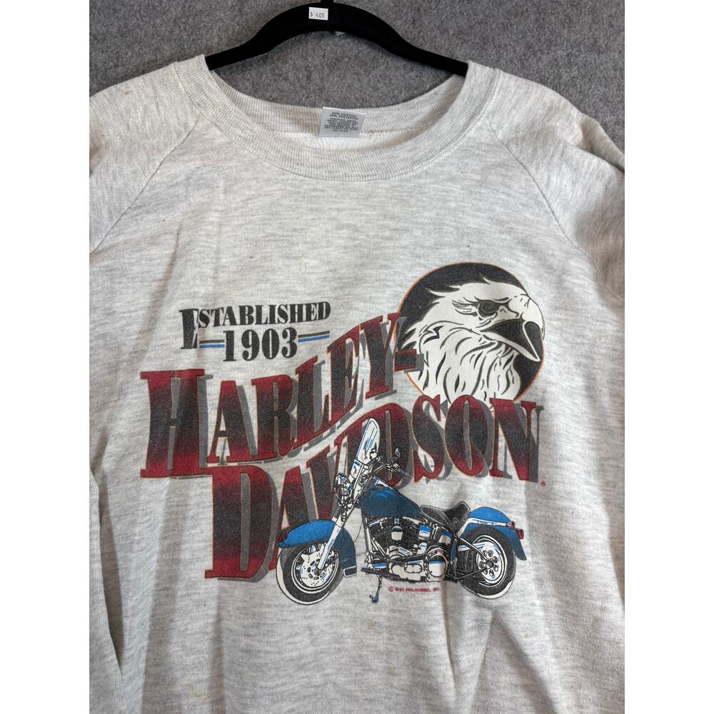 Vintage 90s Harley Davidson Sweatshirt Mens Gray Eagle Biker Pullover USA XL